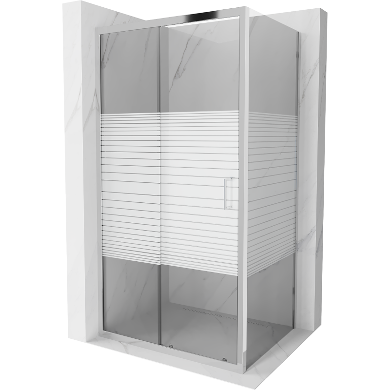 Mexen Apia sliding shower cabin 120 x 70 cm, white stripes, chrome - 840-120-070-01-20