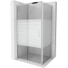 Mexen Apia sliding shower enclosure 140 x 80 cm, white stripes, chrome - 840-140-080-01-20