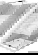 Mexen Apia sliding shower cabin 90 x 90 cm, white stripes, chrome + Flat tray - 840-090-090-01-20-4010