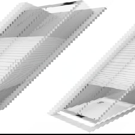 Mexen Apia extendable shower cubicle 100 x 100 cm, Stripes, Chrome + shower tray Flat - 840-100-100-01-20-4010