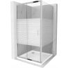 Mexen Apia sliding shower cabin 100 x 100 cm, white stripes, chrome + Flat tray - 840-100-100-01-20-4010