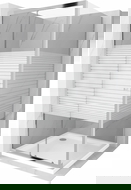 Mexen Apia sliding shower cabin 100 x 100 cm, white stripes, chrome + Flat tray - 840-100-100-01-20-4010