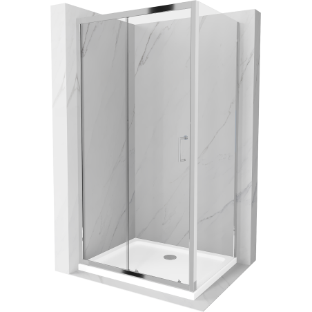 Mexen Apia extendable shower cubicle 100 x 70 cm, Transparent, Chrome + shower tray Flat - 840-100-070-01-00-4010