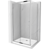 Mexen Apia extendable shower cubicle 100 x 70 cm, Transparent, Chrome + shower tray Flat - 840-100-070-01-00-4010