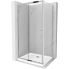 Mexen Apia extendable shower cubicle 100 x 80 cm, Transparent, Chrome + shower tray Flat - 840-100-080-01-00-4010