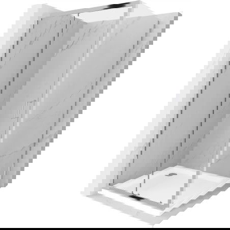 Mexen Apia extendable shower cubicle 100 x 100 cm, Transparent, Chrome + shower tray Flat - 840-100-100-01-00-4010