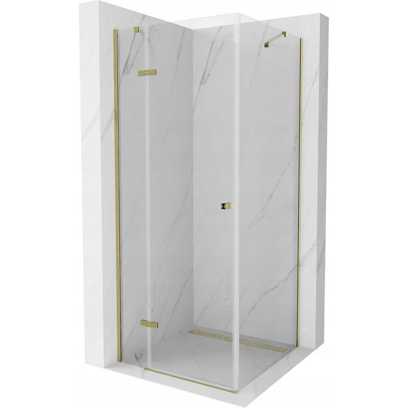 Mexen Roma hinged shower cubicle 90 x 90 cm, Transparent, Gold - 854-090-090-50-00