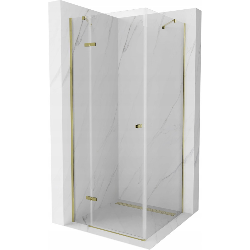 Mexen Roma swing shower cabin 100 x 100 cm, transparent, gold - 854-100-100--50-00