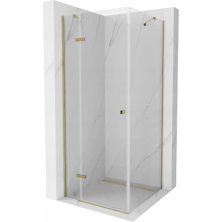 Mexen Roma swing shower cabin 100 x 100 cm, transparent, gold - 854-100-100--50-00