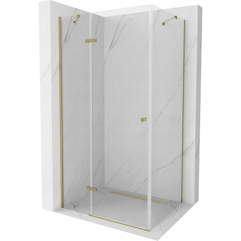 Mexen Roma 80 x 90 cm Swing Shower Enclosure, Transparent, Gold - 854-080-090-50-00