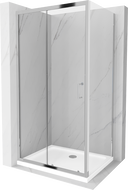 Mexen Apia Sliding Shower Cabin 140 x 70 cm, Transparent, Chrome + Flat Shower Tray - 840-140-070-01-00-4010