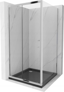 Mexen Apia sliding shower cabin 90 x 90 cm, transparent, chrome + Flat black shower tray - 840-090-090-01-00-4070