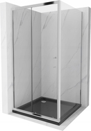 Mexen Apia sliding shower cabin 90 x 90 cm, transparent, chrome + Flat shower tray, black - 840-090-090-01-00-4070
