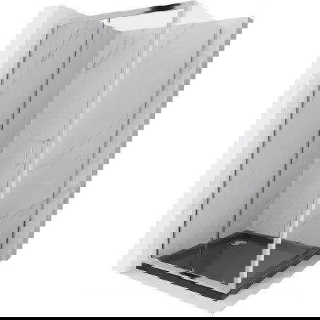Mexen Apia extendable shower cubicle 100 x 100 cm, Transparent, Chrome + shower tray Flat, Black - 840-100-100-01-00-4070