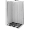 Mexen Apia extendable shower cubicle 120 x 90 cm, Transparent, Chrome + shower tray Flat, Black - 840-120-090-01-00-4070