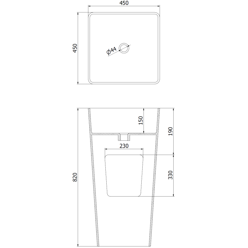 Mexen Adora freestanding washbasin made of conglomerate 45 x 45 cm, white matte - 26564500
