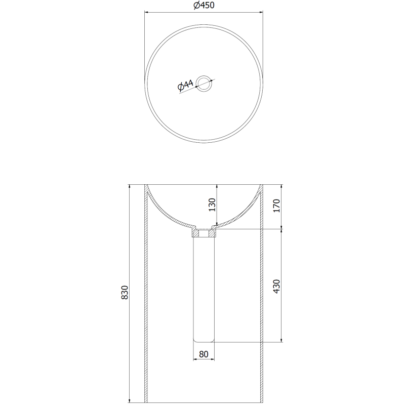 Mexen Ajax-01 freestanding washbasin made of conglomerate 45 x 45 cm, white matt - 26504500