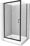 Mexen Apia extendable shower cubicle 100 x 80 cm, Transparent, Black + shower tray Rio - 840-100-080-70-00-4510