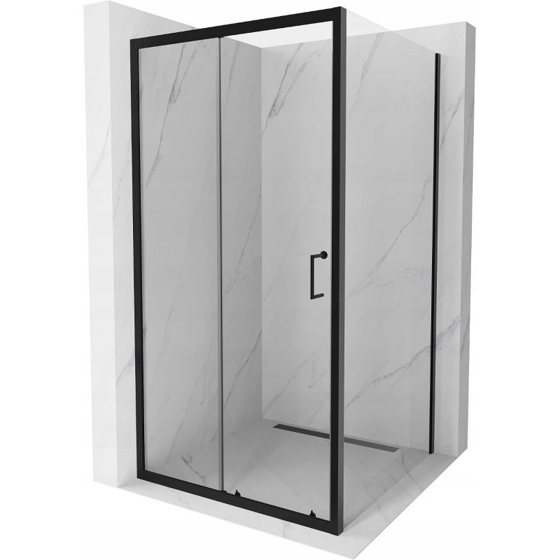 Mexen Apia extendable shower cubicle 100 x 100 cm, Transparent, Black - 840-100-100-70-00