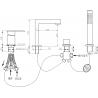 Mexen Cube bath mixer, chrome - 72932-00
