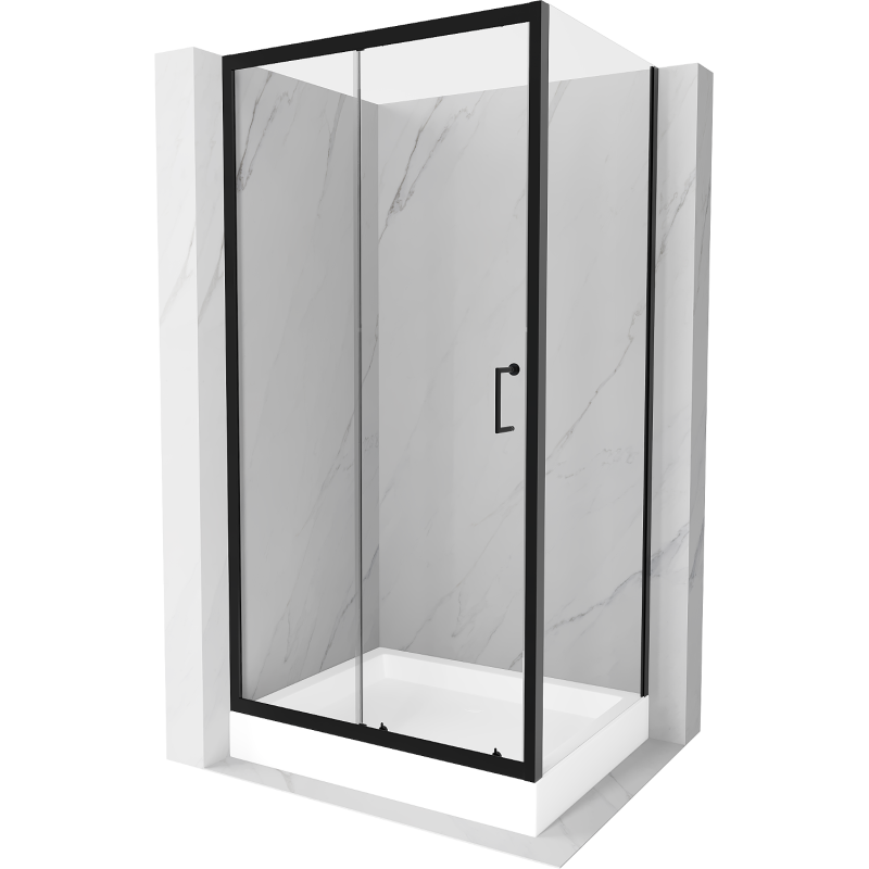 Mexen Apia extendable shower cubicle 120 x 80 cm, Transparent, Black + shower tray Rio - 840-120-080-70-00-4510