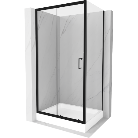 Mexen Apia extendable shower cubicle 120 x 80 cm, Transparent, Black + shower tray Rio - 840-120-080-70-00-4510