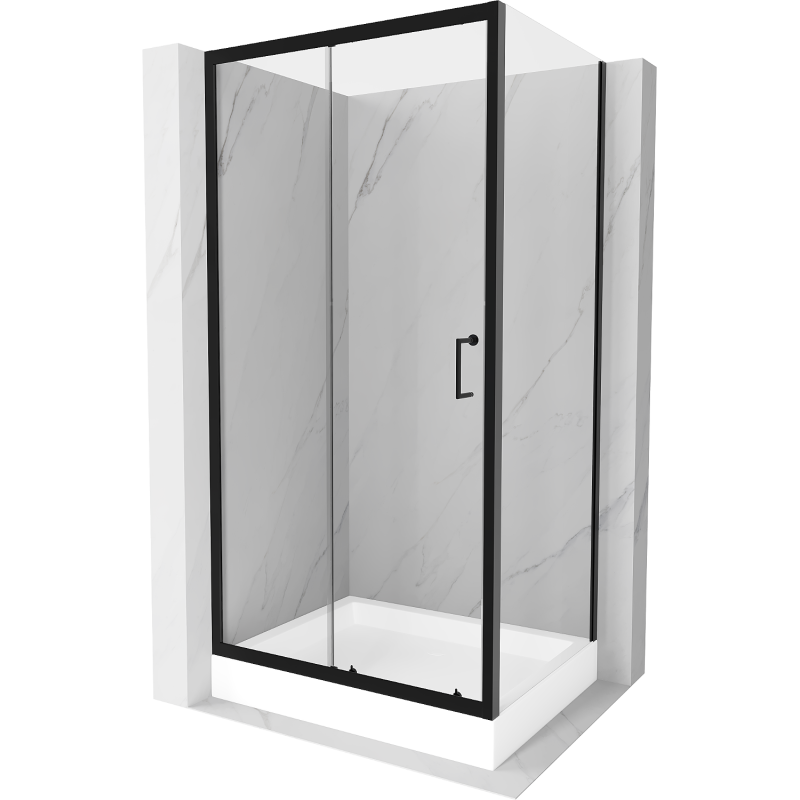 Mexen Apia extendable shower cubicle 120 x 90 cm, Transparent, Black + shower tray Rio - 840-120-090-70-00-4510