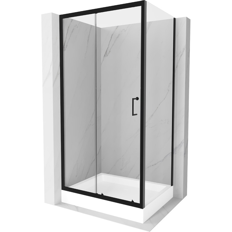 Mexen Apia sliding shower cabin 120 x 90 cm, transparent, black + Rio shower tray - 840-120-090-70-00-4510
