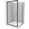 Mexen Apia sliding shower cabin 100 x 100 cm, transparent, black + Flat shower tray, white - 840-100-100-70-00-4010B