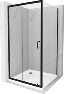 Mexen Apia sliding shower cabin 100 x 100 cm, transparent, black + Flat shower tray, white - 840-100-100-70-00-4010B