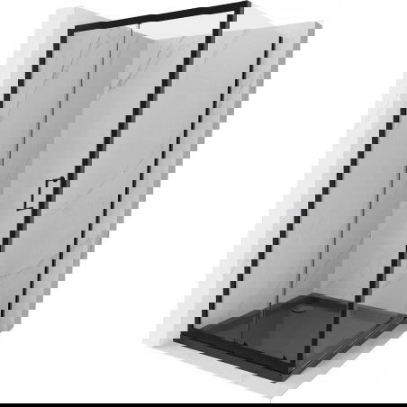 Mexen Apia extendable shower cubicle 90 x 90 cm, Transparent, Black + shower tray Flat, Black - 840-090-090-70-00-4070B
