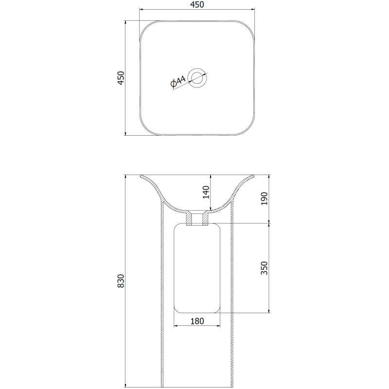 Mexen Ria freestanding washbasin made of conglomerate 45 x 45 cm, white matte - 26584500