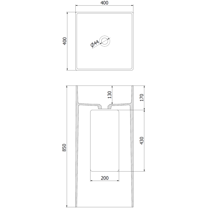 Mexen Xola-1 freestanding washbasin made of conglomerate 40 x 40 cm, matt white - 26594000