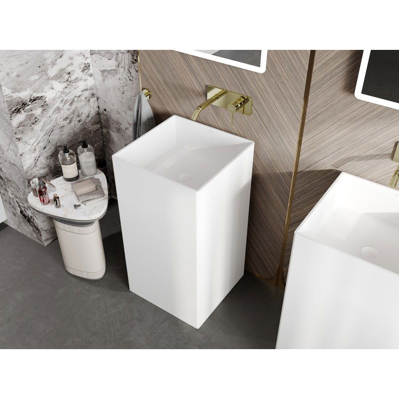 Mexen Xola-2 freestanding washbasin made of conglomerate 45 x 45 cm, white matte - 26594500