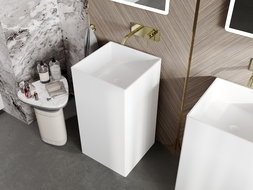 Mexen Xola-2 freestanding washbasin made of conglomerate 45 x 45 cm, white matte - 26594500