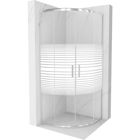 Mexen Rio semi-circular shower cabin 70 x 70 cm, white stripes, chrome - 863-070-070-01-20