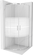 Mexen Rio semi-circular shower cabin 70 x 70 cm, white stripes, chrome - 863-070-070-01-20