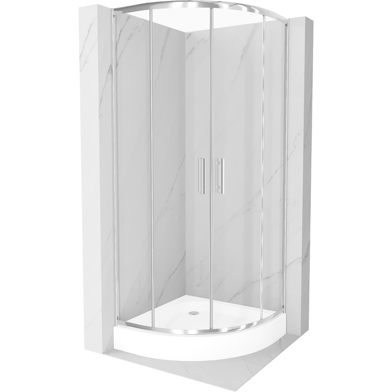 Mexen Rio semi-circular shower cabin 70 x 70 cm, transparent, chrome + shower tray, white - 863-070-070-01-00-4710