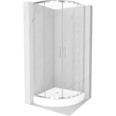 Mexen Rio shower cabin semi-circular 70 x 70 cm, transparent, chrome + Rio shower tray, white - 863-070-070-01-00-4710