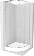 Mexen Rio shower cabin semi-circular 70 x 70 cm, transparent, chrome + Rio shower tray, white - 863-070-070-01-00-4710