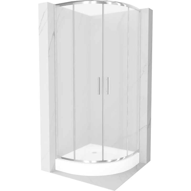 Mexen Rio semi-circular shower cabin 70 x 70 cm, frost, chrome + shower tray, white - 863-070-070-01-30-4710