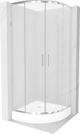 Mexen Rio shower cabin semi-circular 70 x 70 cm, frosted, chrome + Rio shower tray, white - 863-070-070-01-30-4710