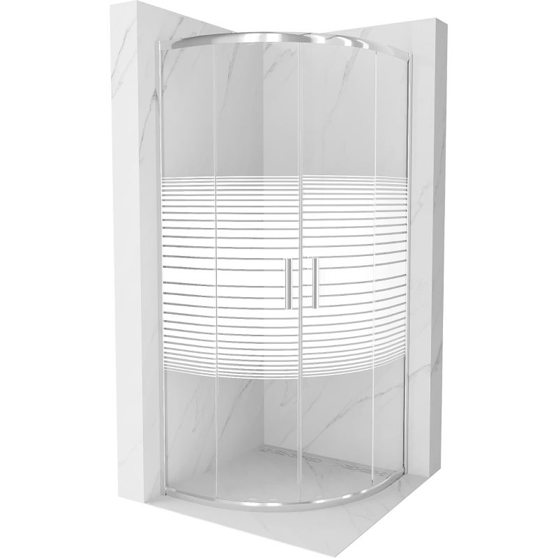 Mexen Rio semi-circular shower cabin 90 x 90 cm, stripes, chrome - 863-090-090-01-20