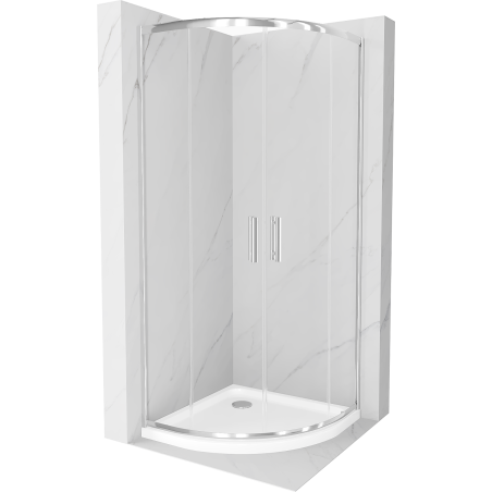 Mexen Rio shower cabin semicircular 80 x 80 cm, transparent, chrome + Flat tray, white - 863-080-080-01-00-4110