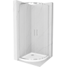 Mexen Rio semi-circular shower cabin 80 x 80 cm, transparent, chrome + Flat shower tray, white - 863-080-080-01-00-4110