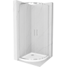 Mexen Rio shower cabin semicircular 80 x 80 cm, transparent, chrome + Flat tray, white - 863-080-080-01-00-4110