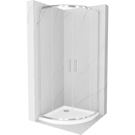 Mexen Rio semi-circular shower cabin 90 x 90 cm, transparent, chrome + Flat shower tray, white - 863-090-090-01-00-4110