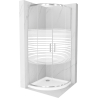 Mexen Rio semi-circular shower cabin 80 x 80 cm, white stripes, chrome + Flat tray, white - 863-080-080-01-20-4110