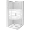Mexen Rio 90 x 90 cm Semi-Circular Shower Enclosure, White Stripes, Chrome + Flat Tray, White - 863-090-090-01-20-4110