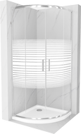 Mexen Rio shower cabin semicircular 90 x 90 cm, stripes, chrome + Flat shower tray, white - 863-090-090-01-20-4110
